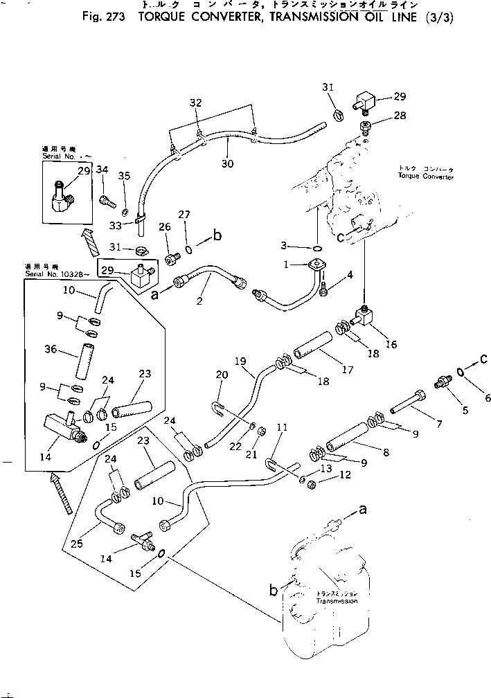 Wheel Loaders Komatsu / 540-1 S/N 10001-49999(540-1r) / TORQUE CONVERTER ? TRANSMISSION OIL LINE (3/3)(#10001-)(060200 : 273)