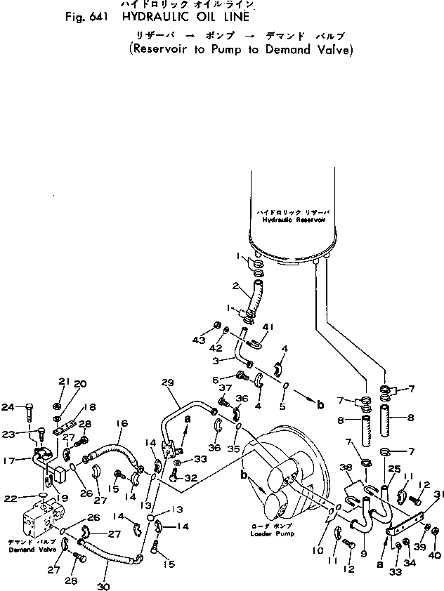 Wheel Loaders Komatsu / 540-1 S/N 10001-49999(540-1r) / HYDRAULIC OIL LINE (RESERVOIR TO PUMP TO DEMAND VALVE)(#10001-)(180110 : 641)