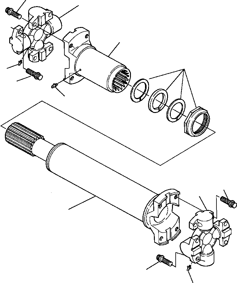 Wheel Loaders DRESSTA / 542 S/N U004001-U004100 & C004101-UP(542) / FIG NO. 3011A CENTER DRIVE SHAFT ROCKFORD(03-008 : 07ERW420.005)
