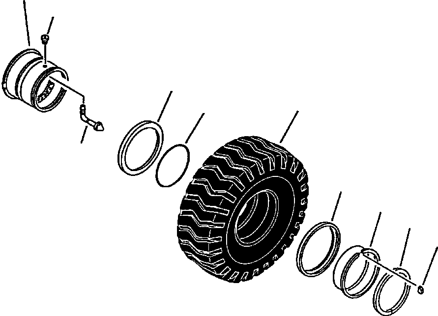 Wheel Loaders DRESSTA / 542 S/N U004001-U004100 & C004101-UP(542) / FIG NO. 3411B WHEELS AND TIRES - 26.5 X 25(03-050 : 15ARW420.002)