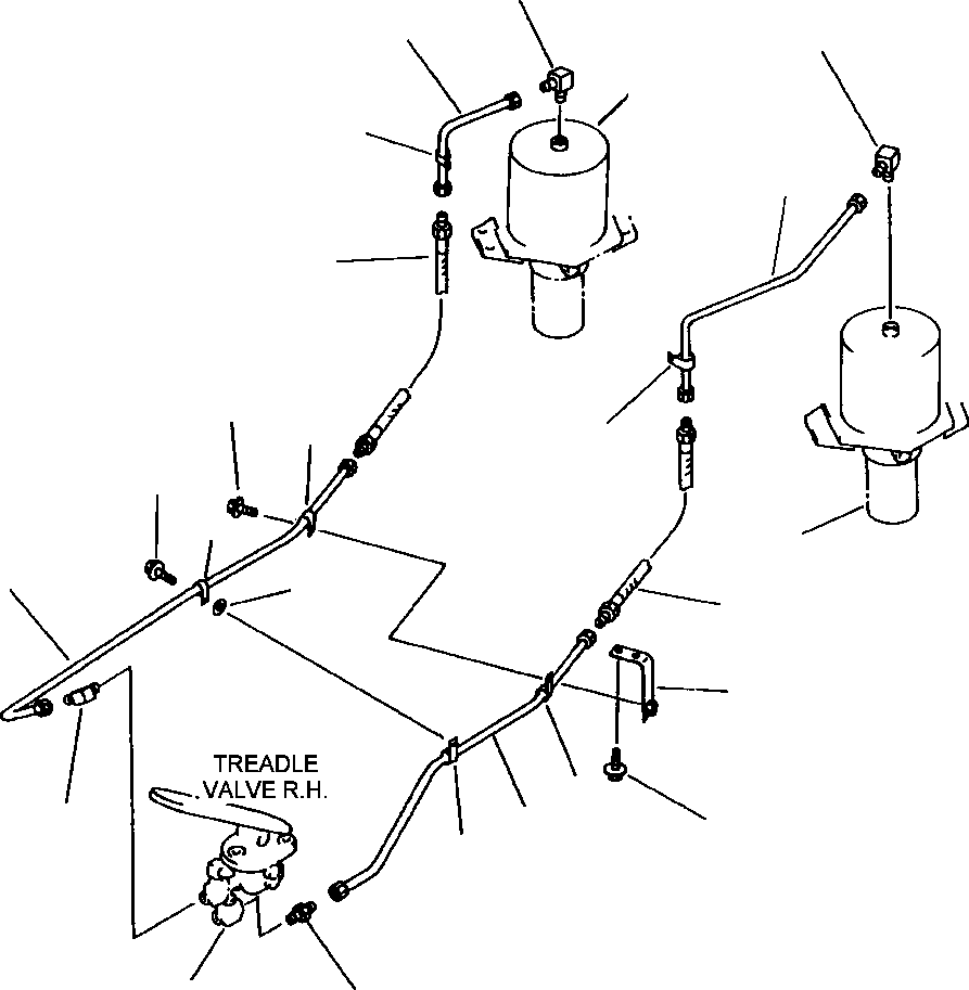 Wheel Loaders DRESSTA / 542 S/N U004001-U004100 & C004101-UP(542) / FIG NO. 3541 AIR PIPING TREADLE VALVE TO BRAKE CHAMBER(03-066 : 03ARW380.001)