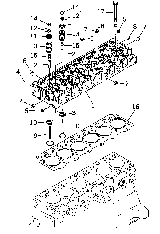 Komatsu parts book diagram for 6D95L-1AC-E S/N 96999-UP: CYLINDER HEAD