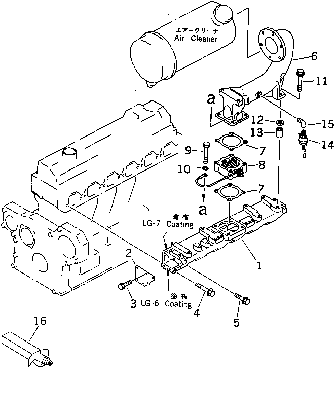 Komatsu parts book diagram for 6D95L-1AC-E S/N 96999-UP: AIR INTAKE (FOR 15A ALTERNATOR)