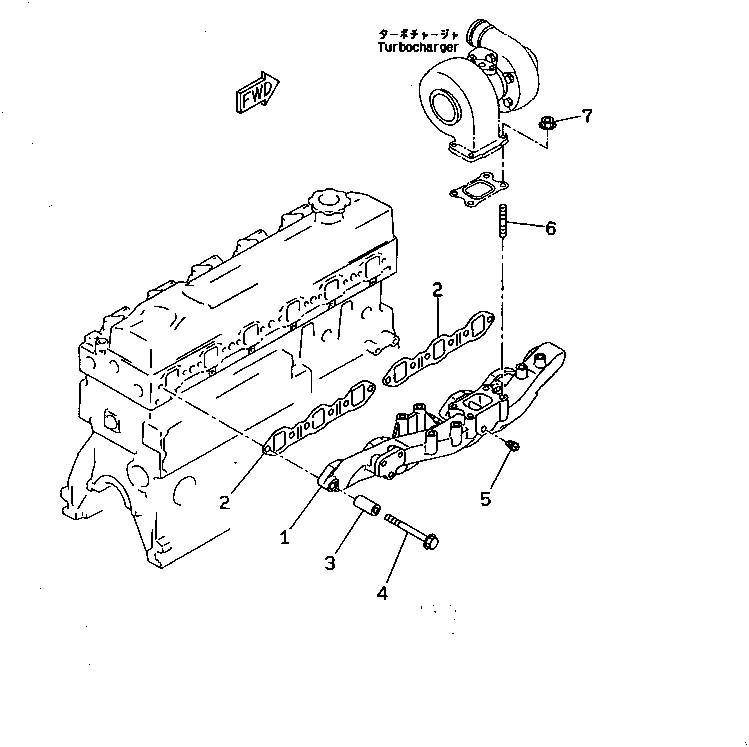 Komatsu parts book diagram for 6D95L-1AC-E S/N 96999-UP: EXHAUST MANIFOLD (HIGH ALTITUDE SPEC.)