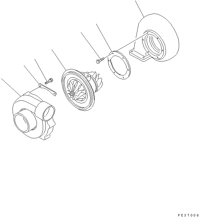 Komatsu parts book diagram for 6D95L-1AC-E S/N 96999-UP: TURBOCHARGER (HIGH ALTITUDE SPEC.) (INNER PARTS)