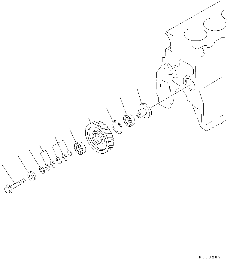 Komatsu parts book diagram for 6D95L-1AC-E S/N 96999-UP: IDLER GEAR