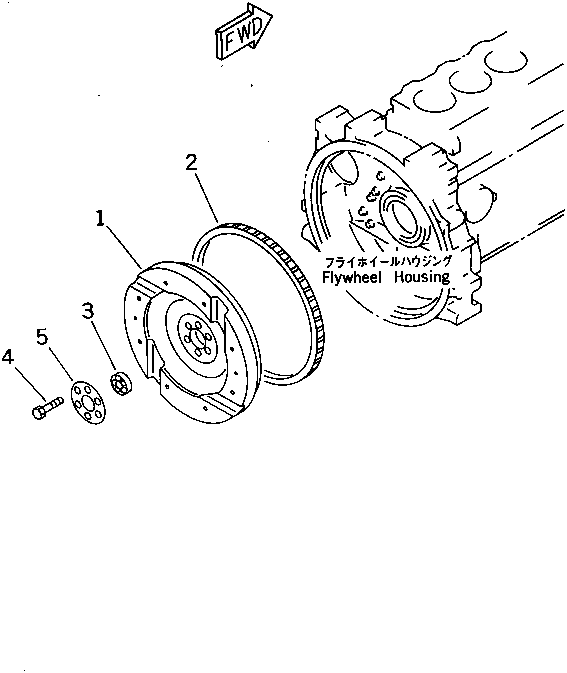 Komatsu parts book diagram for 6D95L-1AC-E S/N 96999-UP: FLYWHEEL