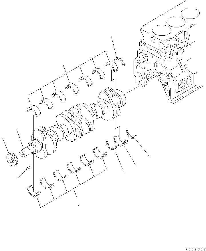 Komatsu parts book diagram for 6D95L-1AC-E S/N 96999-UP: CRANKSHAFT