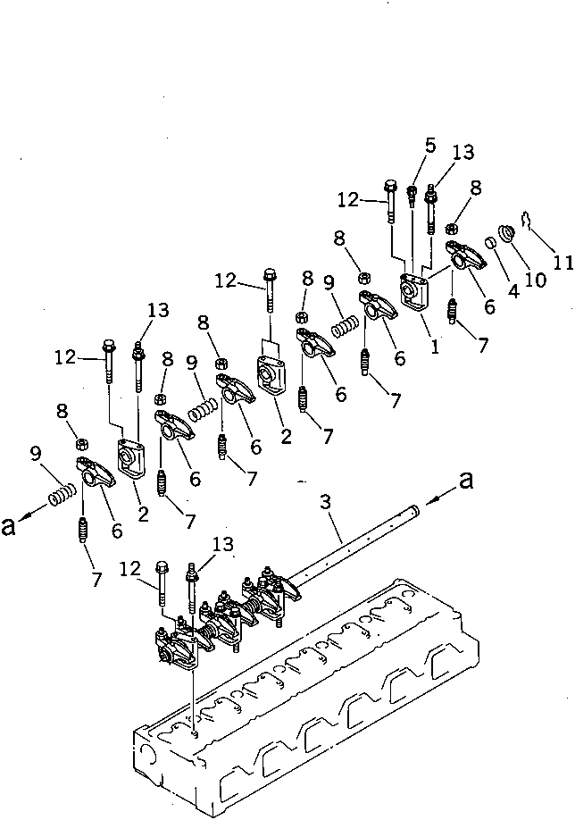 Komatsu parts book diagram for 6D95L-1AC-E S/N 96999-UP: ROCKER ARM