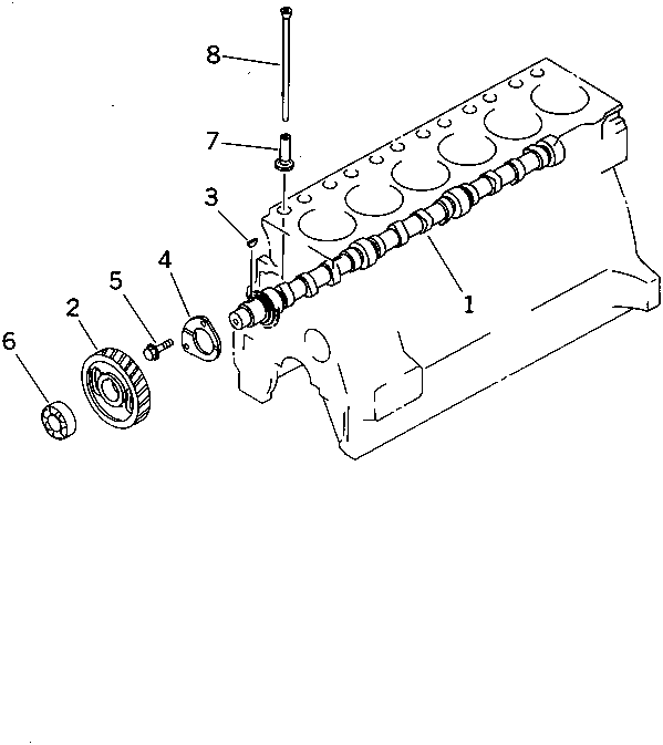 Komatsu parts book diagram for 6D95L-1AC-E S/N 96999-UP: CAMSHAFT AND TAPPET