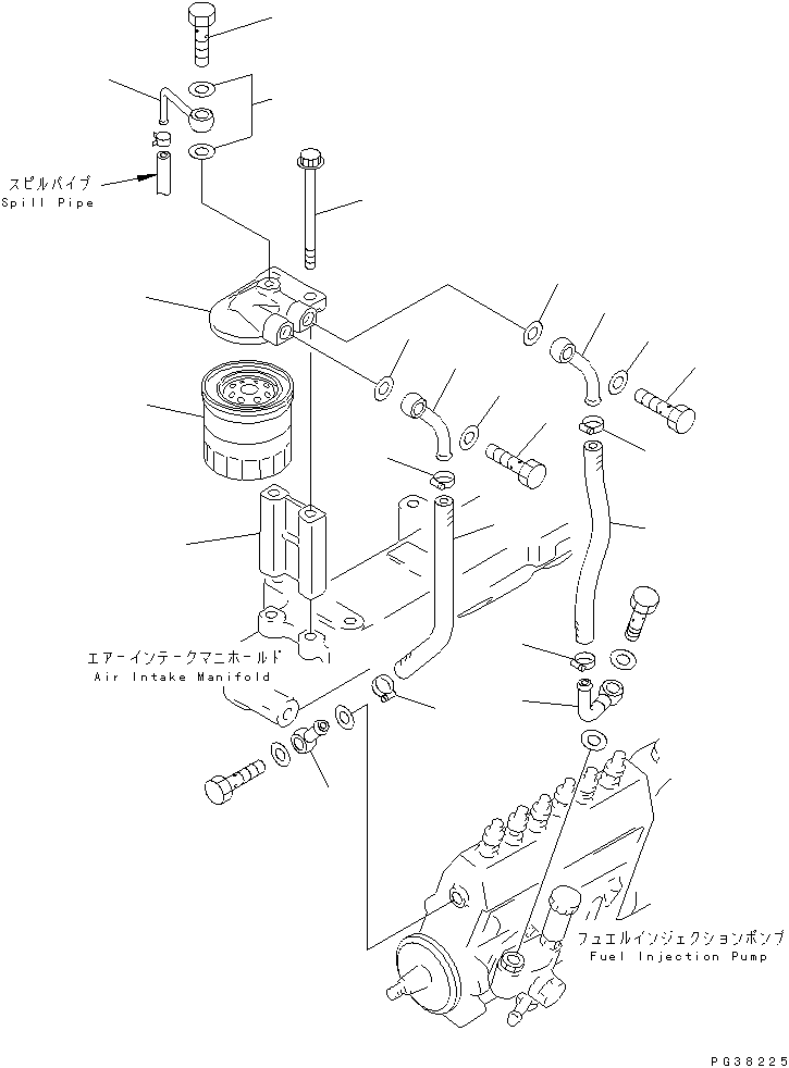 Komatsu parts book diagram for 6D95L-1AC-E S/N 96999-UP: FUEL FILTER (FOR 15A ALTERNATOR)