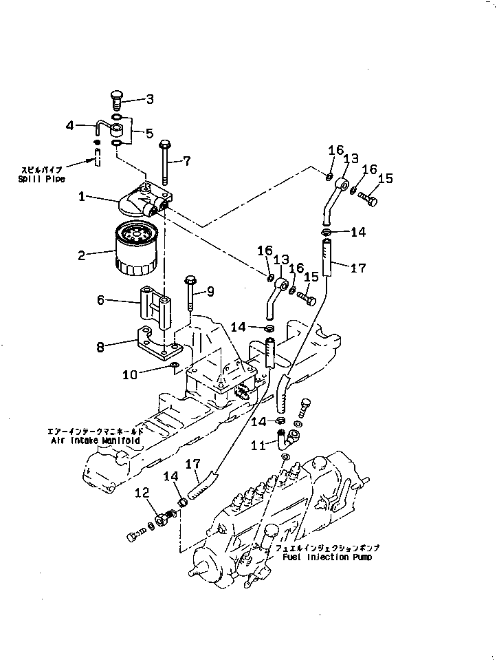 Komatsu parts book diagram for 6D95L-1AC-E S/N 96999-UP: FUEL FILTER (HIGH ALTITUDE SPEC.)