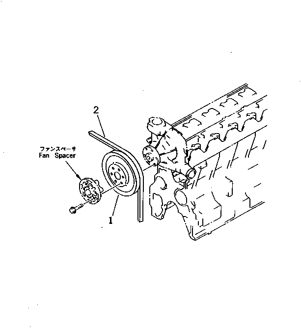 Komatsu parts book diagram for 6D95L-1AC-E S/N 96999-UP: WATER PUMP PULLEY (NON HARDENING PULLEY) (TWO-GROOVE PULLEY)     (FOR 15A ALTERNATOR)(#100413-)