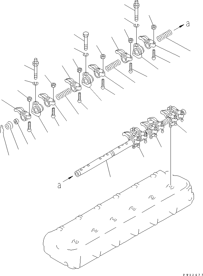 Komatsu parts book diagram for 6D105-1M-F S/N 15149-UP: ROCKER ARM