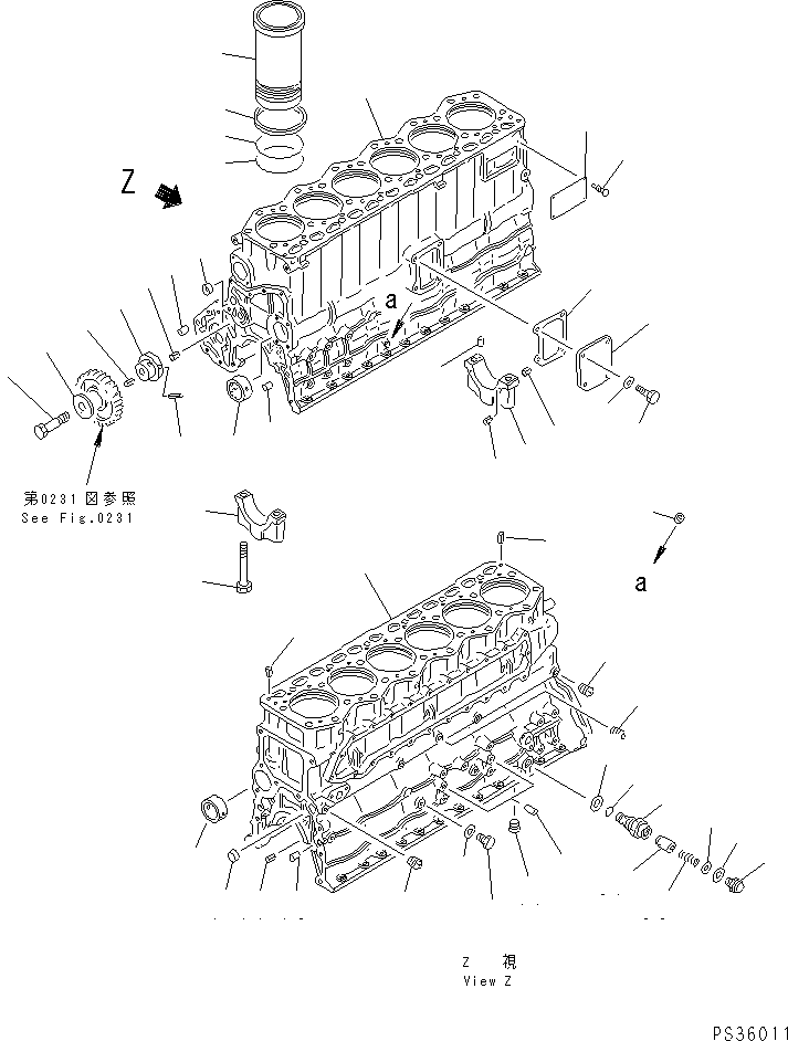 Engines Komatsu / 6D105-1M-F S/N 15149-UP(6d105-3c) / CYLINDER BLOCK(#15149-49999)(060010 : 0201)