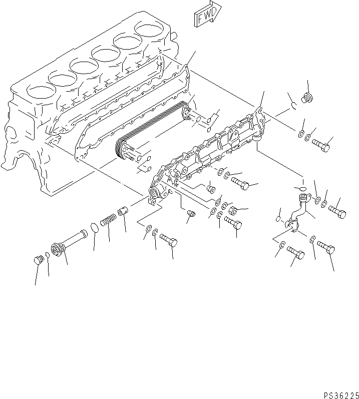 Engines Komatsu / 6D105-1M-F S/N 15149-UP(6d105-3c) / LUBRICATING OIL COOLER(#15149-49999)(090050 : 0331)