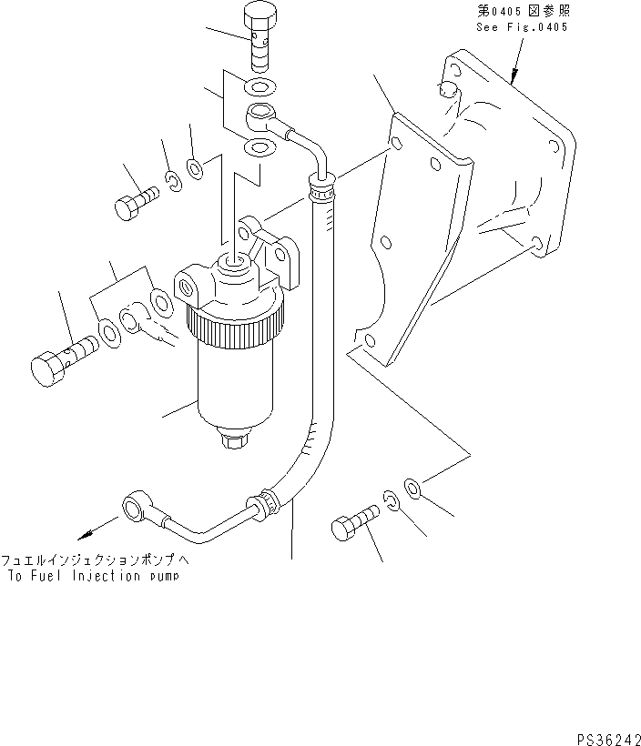 Komatsu parts book diagram for 6D105-1M-F S/N 15149-UP: WATER SEPARATOR AND MOUNTING (FOR PAKISTAN)(#86581-)