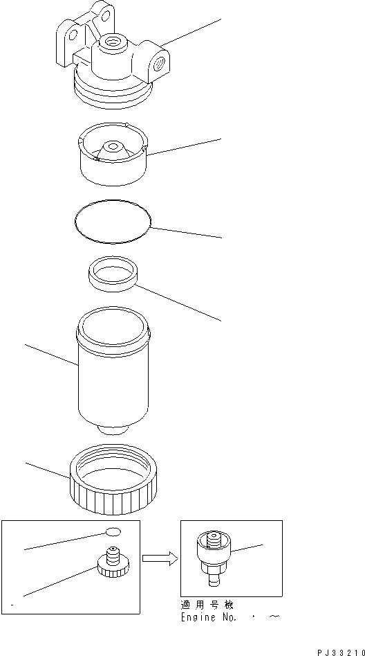 Komatsu parts book diagram for 6D105-1M-F S/N 15149-UP: WATER SEPARATOR