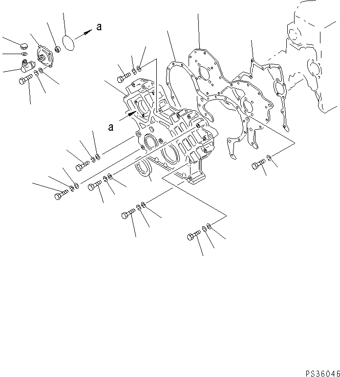 Komatsu parts book diagram for 6D105-1M-P S/N 15149-UP: FRONT COVER