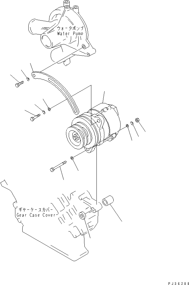 Komatsu parts book diagram for 6D105-1M-P S/N 15149-UP: ALTERNATOR AND MOUNTING (25A)
