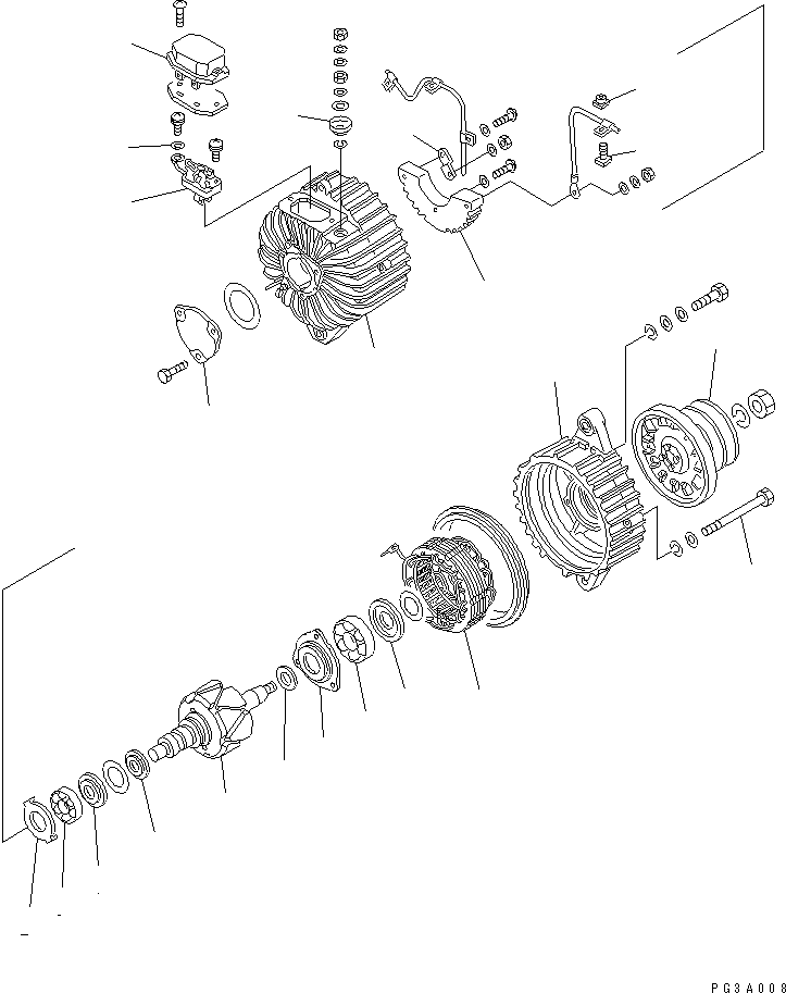 Komatsu parts book diagram for 6D105-1M-P S/N 15149-UP: ALTERNATOR (35A) (NON HARDENING PULLEY TYPE)