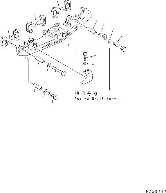 Engines Komatsu / 6D105-1N S/N 15149-UP(6d105-8c) / EXHAUST MANIFOLD(030070 : 0151)