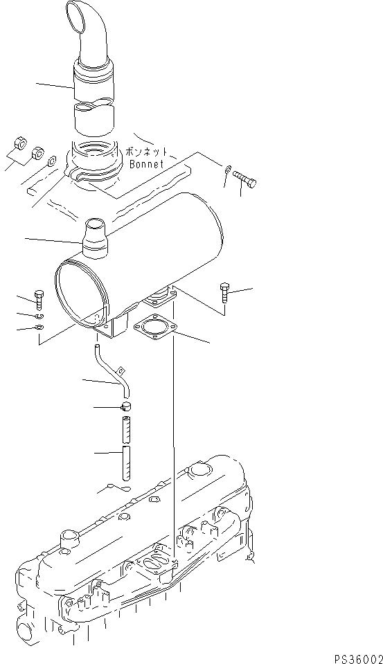 Engines Komatsu / 6D105-1N S/N 15149-UP(6d105-8c) / MUFFLER(030080 : 0163)