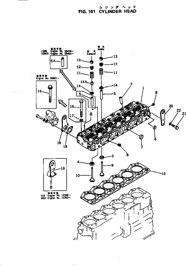 Engines Komatsu / 6D105-1C S/N 11460-UP(6d105-cc) / CYLINDER HEAD(030010 : 101)