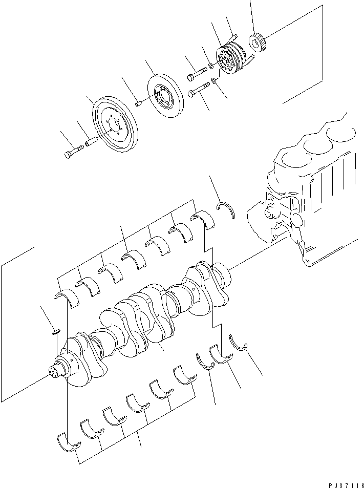 Engines Komatsu / 6D125-1WW S/N 26276-UP(6d125-2r) / CRANKSHAFT (WITH CAB)(#40753-)(060110 : 0254)
