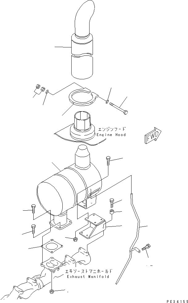 Engines Komatsu / 6D125-1C S/N 10001-UP(6d125-6c) / MUFFLER AND MOUNTING(#28437-)(030140 : 0163A)