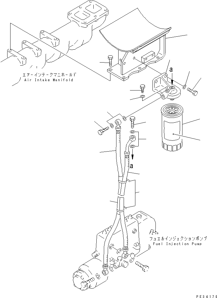 Engines Komatsu / 6D125-1C S/N 10001-UP(6d125-6c) / FUEL FILTER AND PIPING (HIGH ALTITUDE SPEC.)(#30845-)(120070 : 0413)
