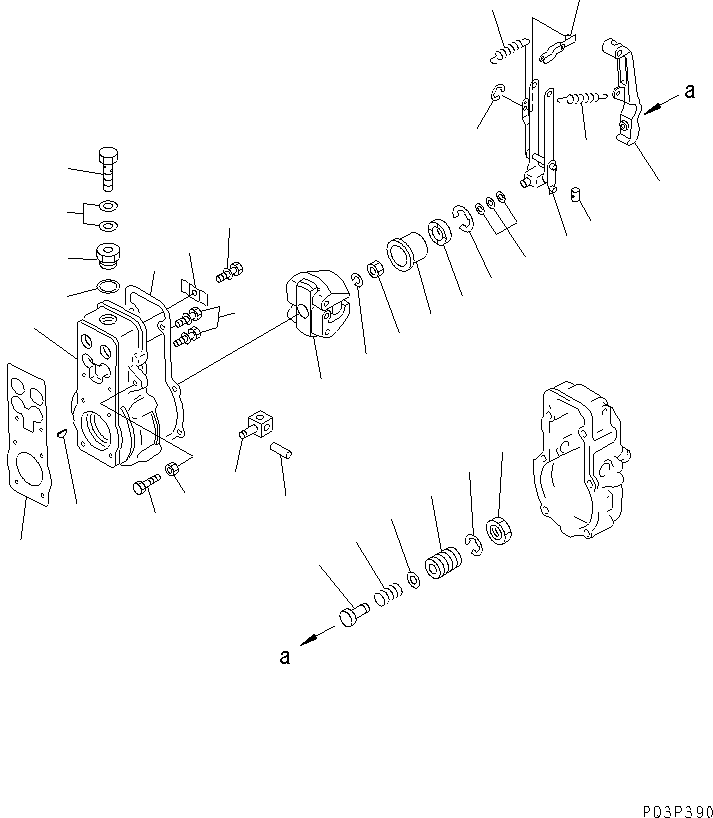 Komatsu parts book diagram for 6D125-1C S/N 10001-UP: FUEL INJECTION PUMP (GOVERNOR) (1/2)(#11479-)