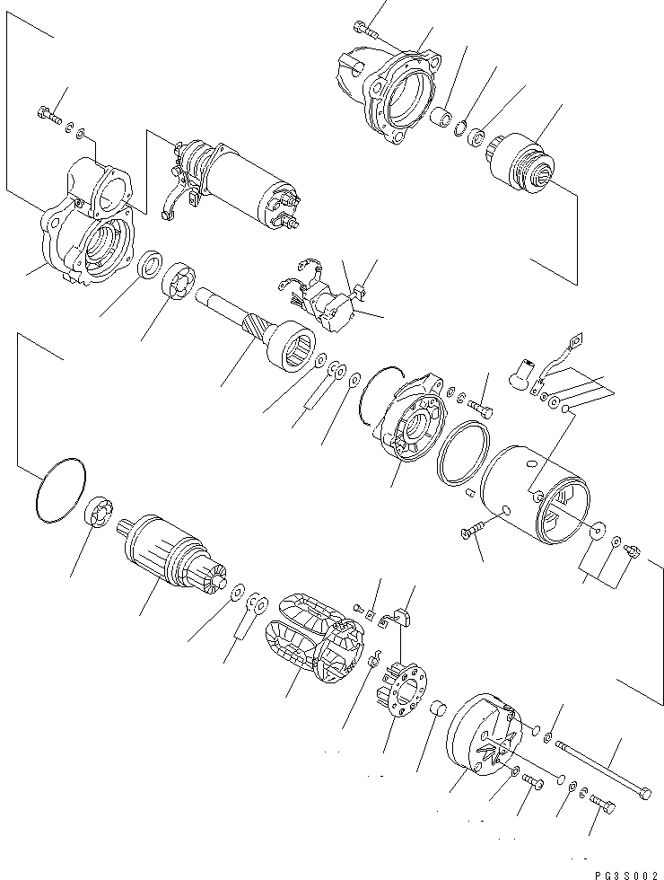 Komatsu parts book diagram for 6D125-1D S/N 10001-UP: STARTING MOTOR (7.5KW) (1/2)