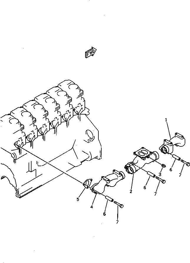 Komatsu parts book diagram for 6D125-1EE S/N 21811-UP: EXHAUST MANIFOLD