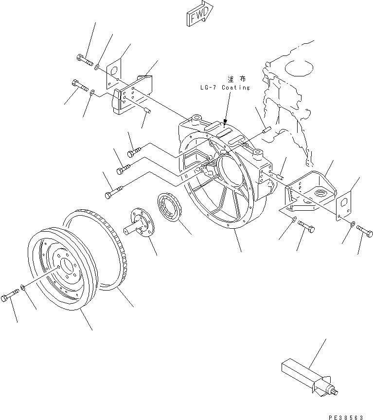 Komatsu parts book diagram for 6D125-1EE S/N 21811-UP: FLYWHEEL AND FLYWHEEL HOUSING(#32670-)
