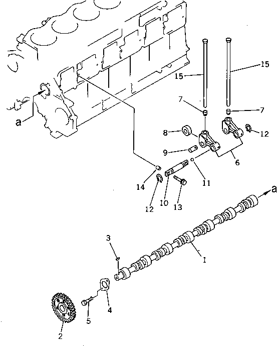 Komatsu parts book diagram for 6D125-1EE S/N 21811-UP: CAMSHAFT