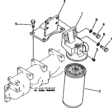 Komatsu parts book diagram for 6D125-1EE S/N 21811-UP: LUBRICATING OIL FILTER