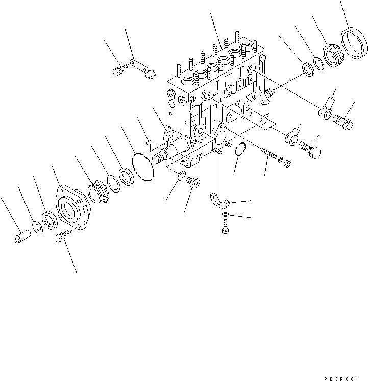 Komatsu parts book diagram for 6D125-1EE S/N 21811-UP: FUEL INJECTION PUMP (PUMP) (1/2)(#21965-29456)