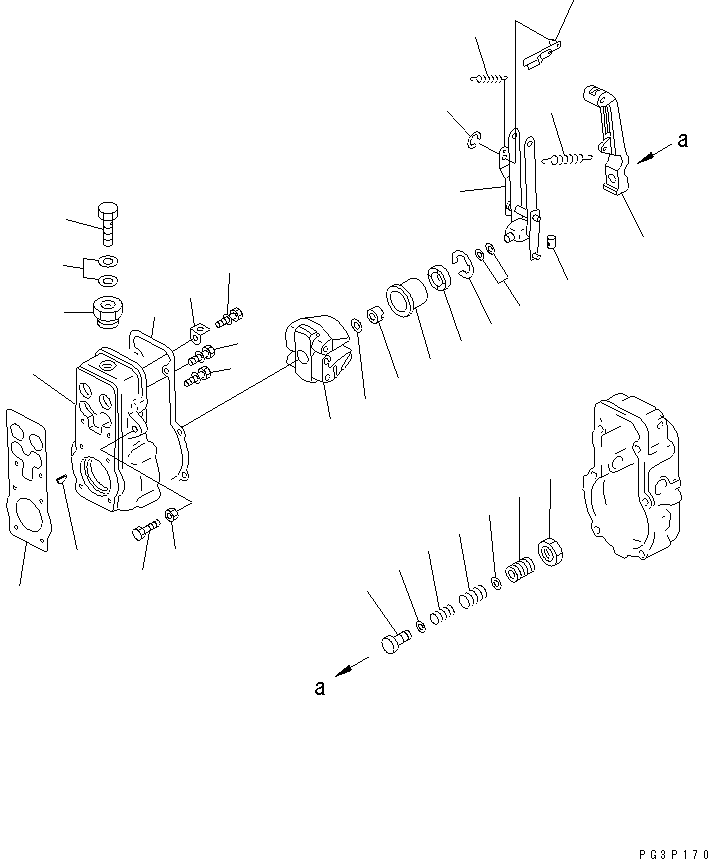Komatsu parts book diagram for 6D125-1EE S/N 21811-UP: FUEL INJECTION PUMP (GOVERNOR) (1/2)(#21965-29456)