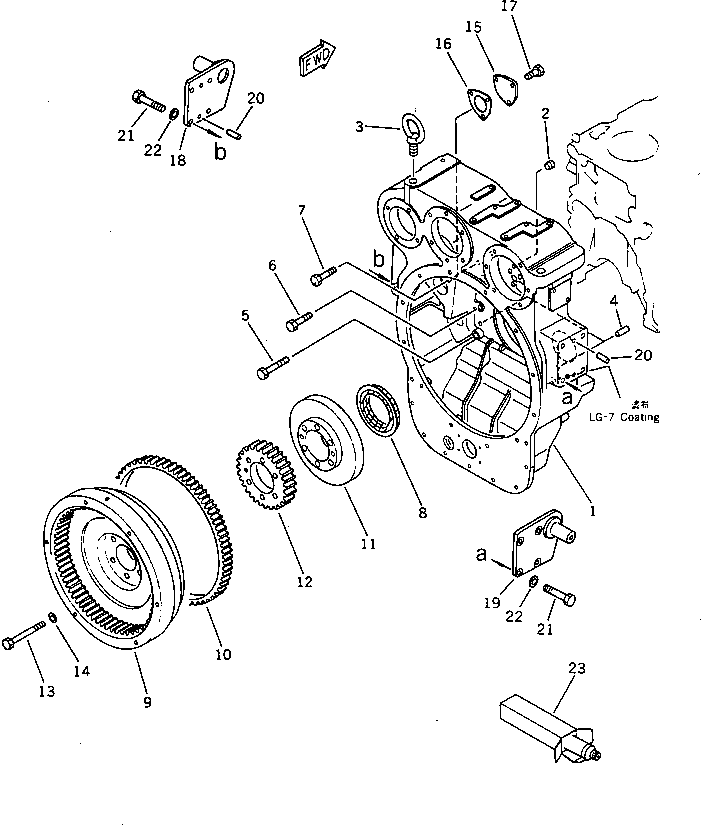 Engines Komatsu / 6D125-1J S/N 10001-UP(6d125-ar) / FLYWHEEL AND FLYWHEEL HOUSING (NOISE SUPPRESSION SPEC.)(#33133-)(060070 : 0222)