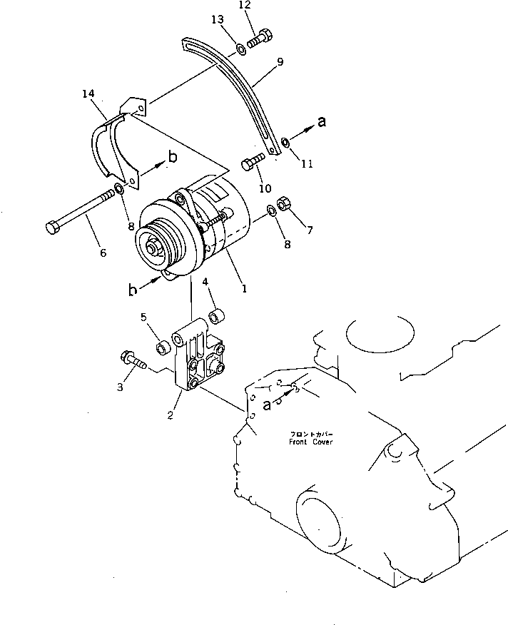 Engines Komatsu / 6D125-1J S/N 10001-UP(6d125-ar) / ALTERNATOR AND MOUNTING (35A) (WITH NON HARDENING PULLEY)(#11200-)(180020 : 0603)