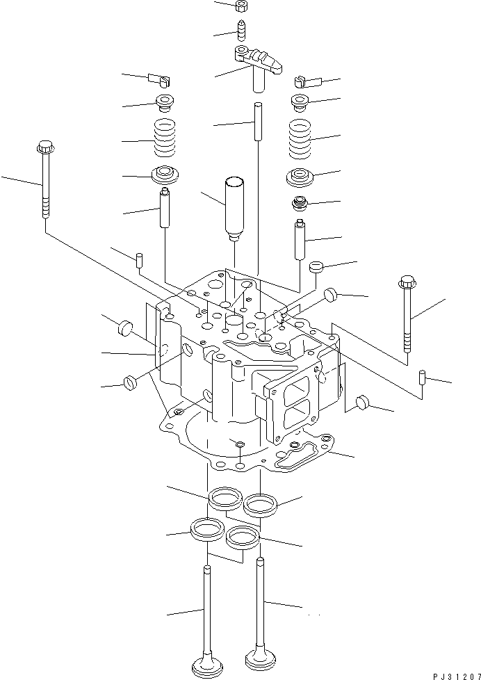Komatsu parts book diagram for 6D125-1W S/N 10001-UP: CYLINDER HEAD(#10001-26915)