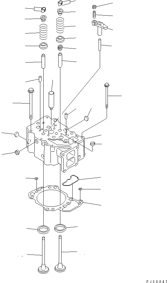 Komatsu parts book diagram for 6D125-1W S/N 10001-UP: CYLINDER HEAD(#26916-)