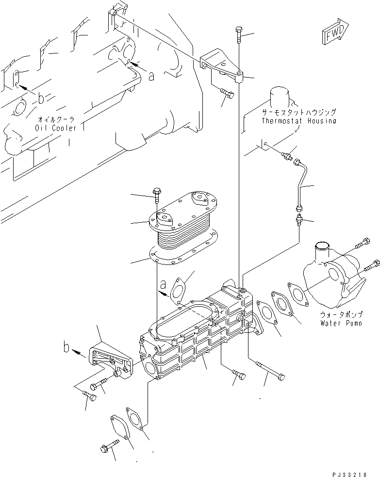 Komatsu parts book diagram for 6D125-1W S/N 10001-UP: STEERING OIL COOLER