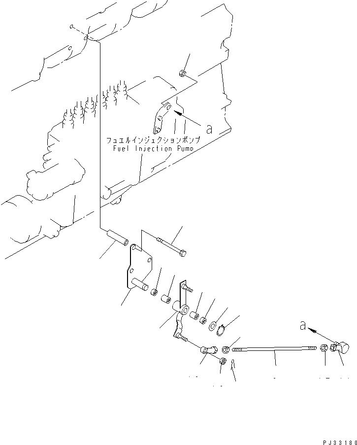 Komatsu parts book diagram for 6D125-1W S/N 10001-UP: FUEL CONTROL LINKAGE