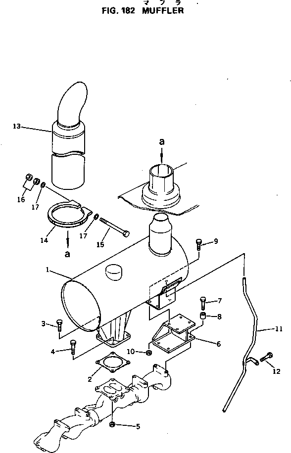 Komatsu parts book diagram for 6D125-1M S/N 10001-UP: MUFFLER
