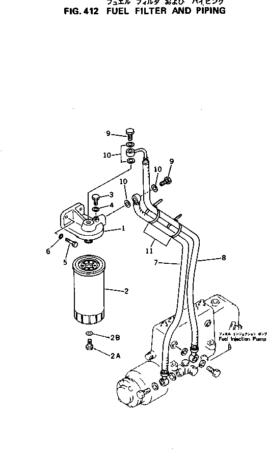 Engines Komatsu / 6D125-1M S/N 10001-UP(6d125-cr) / FUEL FILTER AND PIPING(120030 : 412)