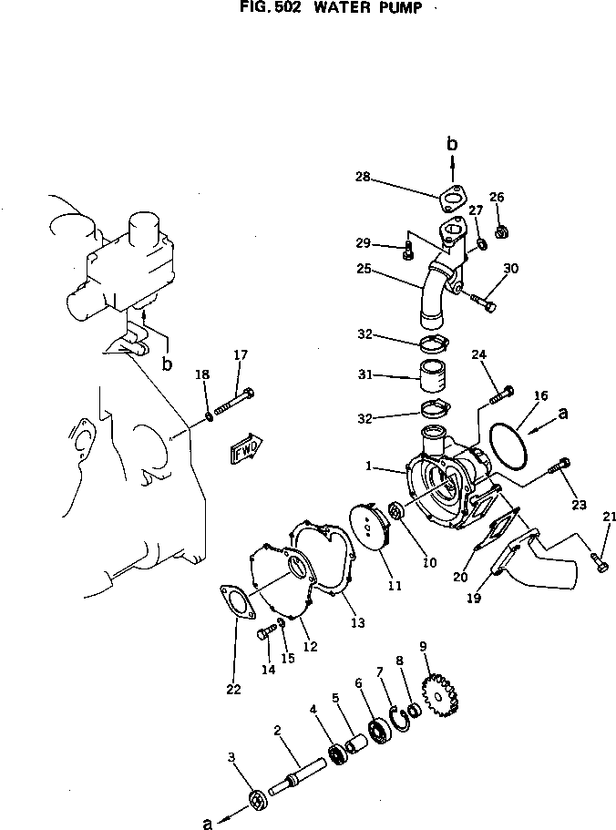 Komatsu parts book diagram for 6D125-1M S/N 10001-UP: WATER PUMP
