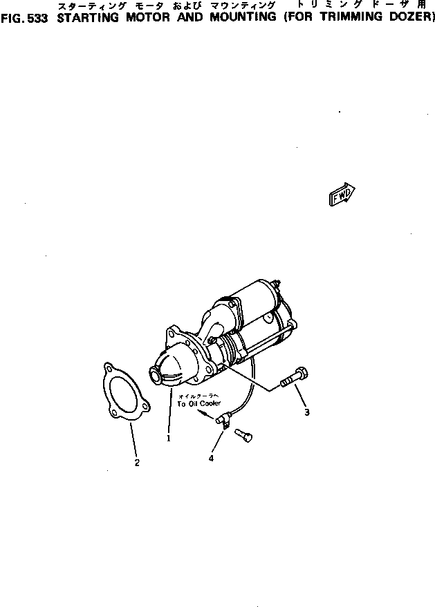 Komatsu parts book diagram for 6D125-1M S/N 10001-UP: STARTING MOTOR AND MOUNTING (FOR TRIMMING DOZER)