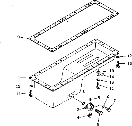 Komatsu parts book diagram for 6D125-1J S/N 10001-UP: OIL PAN
